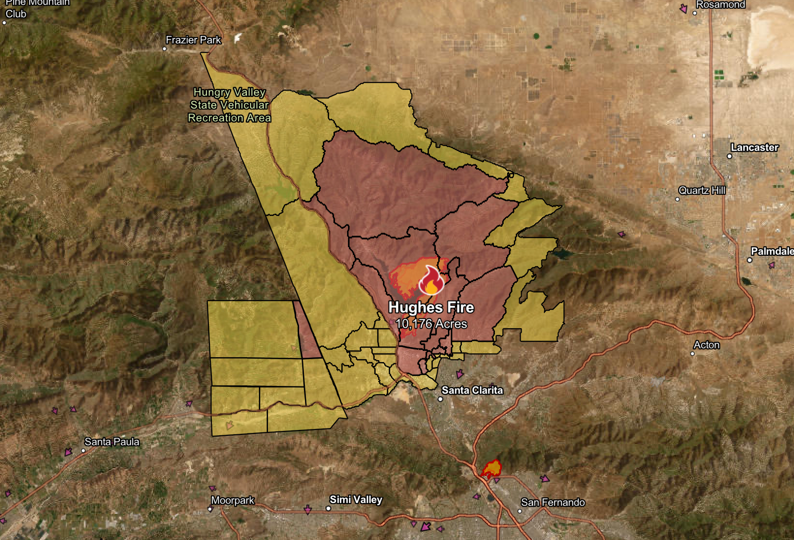 Hughes Fire burns through more than 10,000 acres in Southern California outside of Santa Clarita